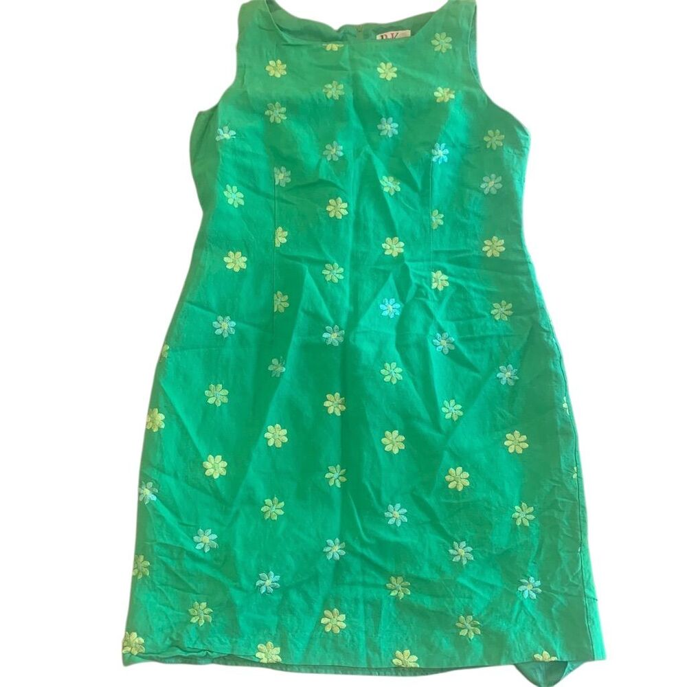 R&K Originals Women's Size 14 Green Floral Embroidered Shift Dress